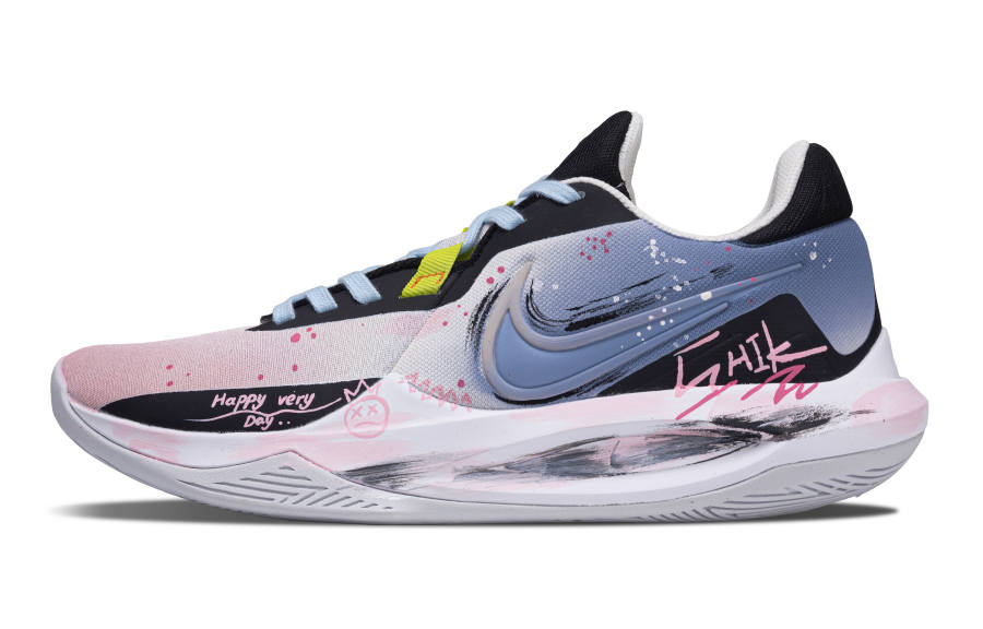 Nike Nike Precision 6 Floral Zero Cushioning Low top Basketball Shoes Men's Pink Blue