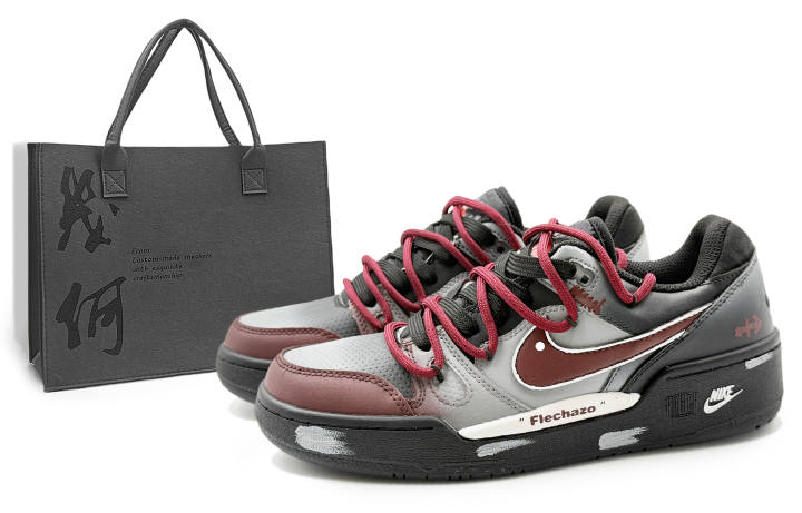 Nike Nike Full Force Cushioning Low top Skateboard Shoes Men's Black Gray Red