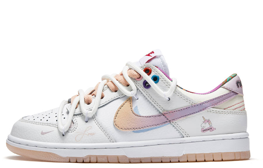 Nike Nike Dunk Line Of Light And Shadow, Starlight Unicorn Low top Skateboard Shoes GS White Pink Purple