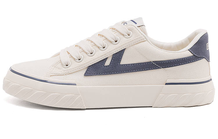 Warrior Breathable And Lightweight Low top Canvas Shoes Unisex Beige Dark Blue