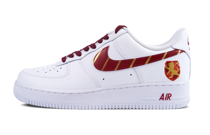 Nike Nike Air Force 1 Slip Resistant Abrasion Resistant Low top Skateboard Shoes Unisex Red White Gold