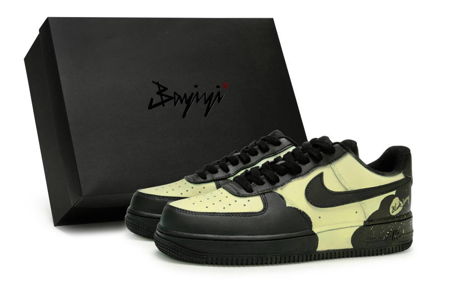 Nike Nike Air Force 1 Low top Skateboard Shoes Unisex Black Yellow Purple