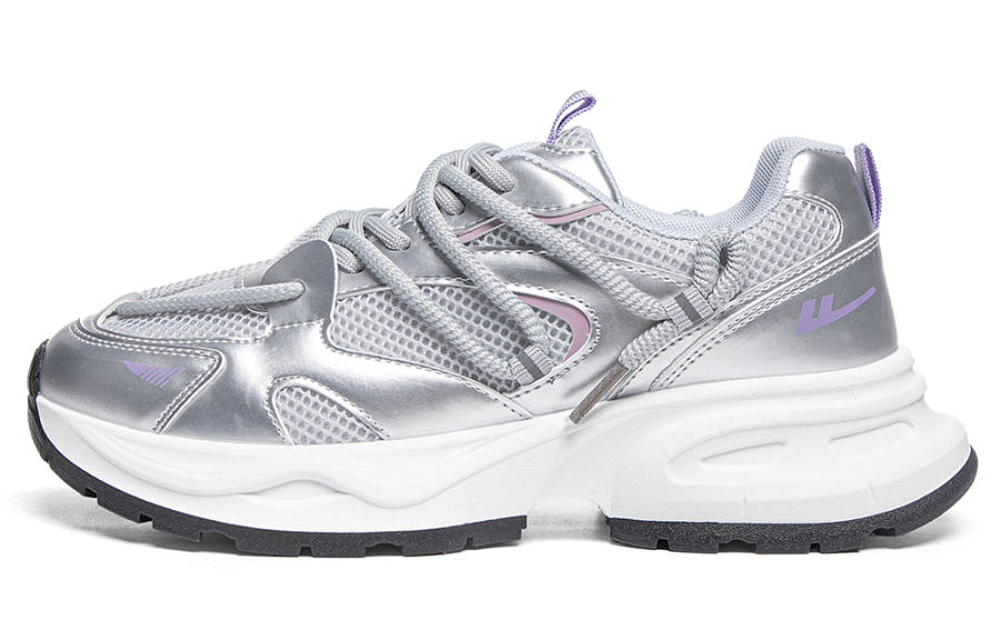 Warrior Abrasion Resistant Lightweight Slip Resistant Low top Chunky Sneakers Women's Silver Gray