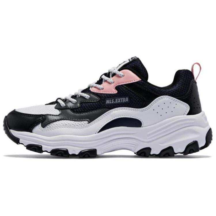 QIAODAN Wear resistant, Lightweight, Breathable, And Non slip. Low top Chunky Sneakers Women's Black White Pink