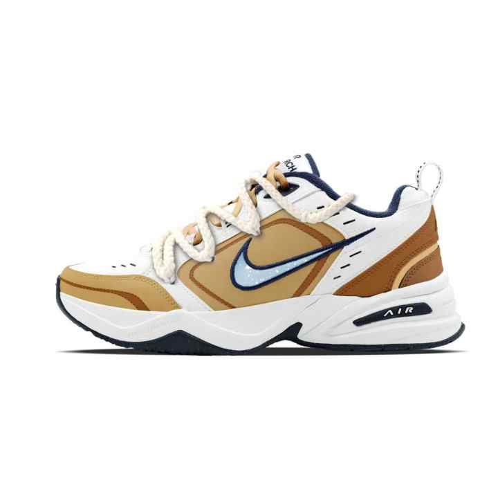 Nike Nike Air Monarch 4 Textile, Leather Abrasion Resistant Low top Chunky Sneakers Men's Blue White