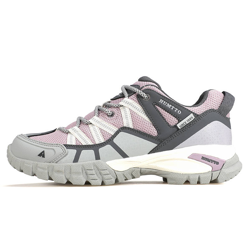 HUMTTO Height Increasing Low top Hiking Shoes Women's Gray Pink Purple