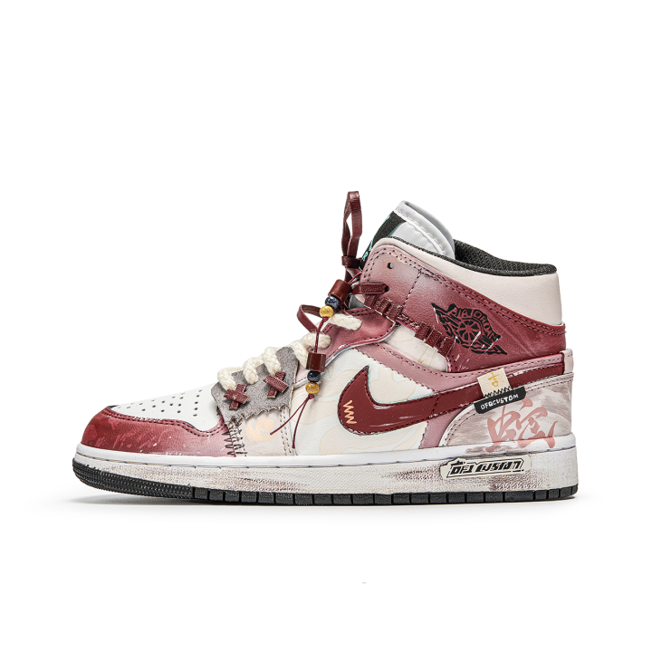 Jordan Jordan Air Jordan 1 ADCDAVINCI Custom, Serpent Auspicious, Chunting Yan Abrasion Resistant Breathable
