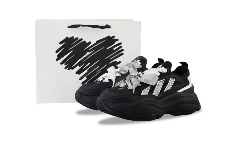 Adidas Originals OZGAIA Abrasion Resistant Low top Chunky Sneakers Women's Black Silver