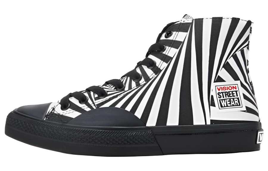 Vision Street Wear 80's Canvas Hi Slip Resistant Abrasion Resistant High top Canvas Shoes Unisex Black White