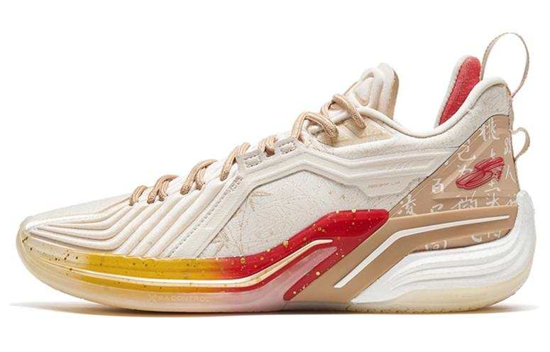 XTEP Jlin 3 Waving Brushstroke Slip Resistant Low top Basketball Shoes Men's Beige Brown