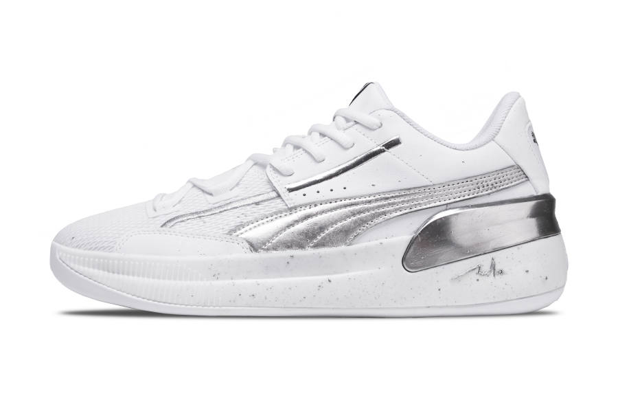 PUMA Clyde Hardwood Team Low top Basketball Shoes Unisex Silver White