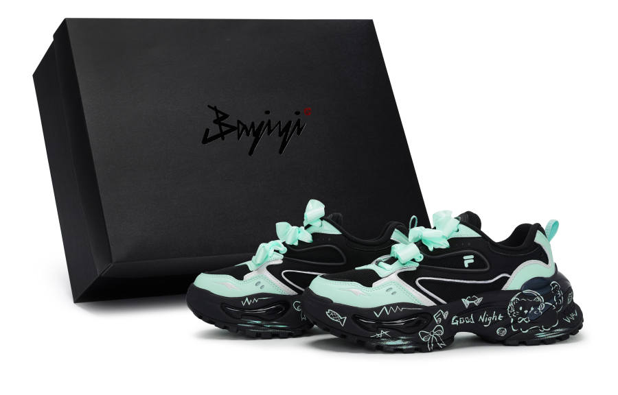 FILA FUSION EVA Gummies 811 Manufacturing, Flower Love Cat Language Tea, Special Shoe Box Low top Chunky Sneakers