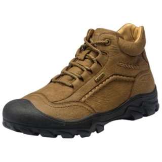 XGN Fleece Lined Thermal Non Slip And Waterproof Mid top Mountaineering Shoes Men's Khaki