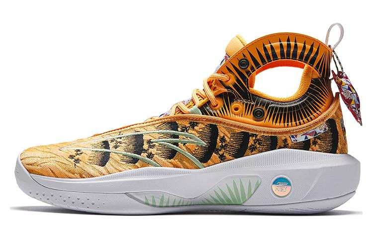 Anta KT8 Dragon Boat Festival Slip Resistant Abrasion Resistant High top Basketball Shoes Men's Yellow Black