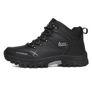 BIANSULONG Cushioning, Non Slip, And Waterproof High top Mountaineering Shoes Men's Black