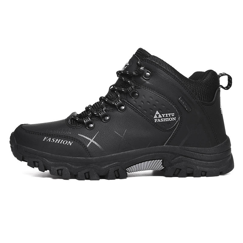 BIANSULONG Cushioning, Non Slip, And Waterproof High top Mountaineering Shoes Men's Black