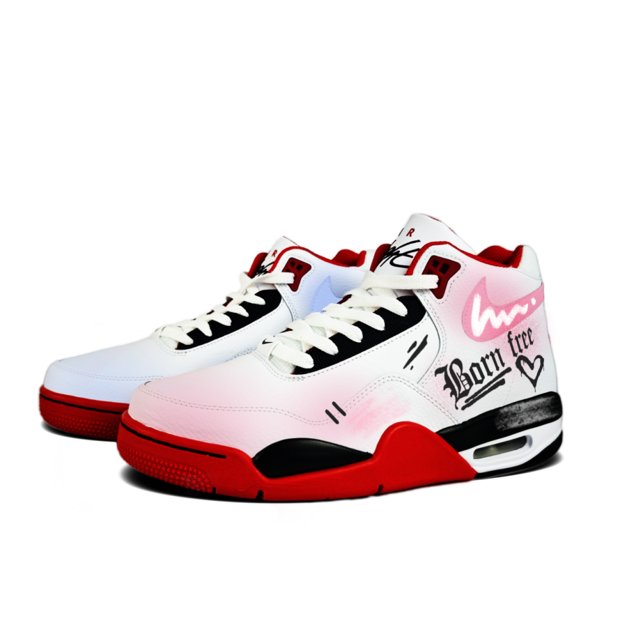 Nike Nike Flight Legacy Heart Flame Mismatched Abrasion Resistant Mid top Vintage Basketball Shoes Unisex