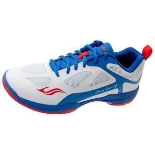 BONNY Slip Resistant Abrasion Resistant Low top Badminton Shoes Unisex White Blue