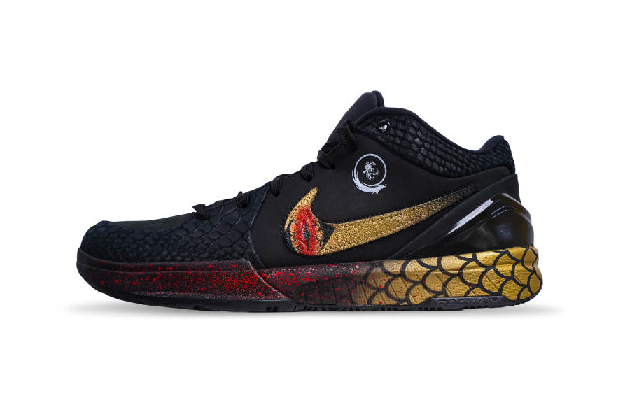 Nike Nike Zoom Kobe 4 Cushioning Slip Resistant Low top Basketball Shoes Unisex Black Gold