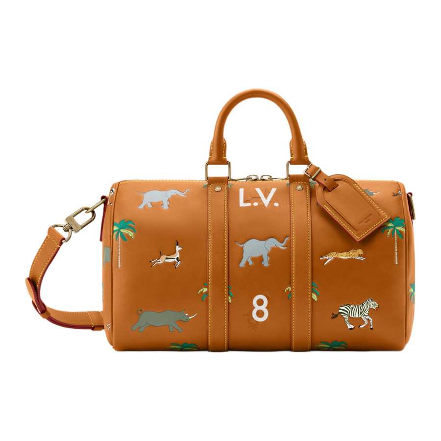 LOUIS VUITTON The Darjeling Limited Collaboration Keepall Cow Leather Shoulder Bag, Crossbody Bag, Handbag Men's Brown