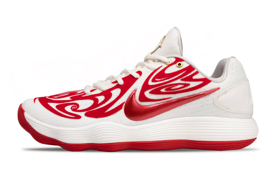 Nike Nike Hyperdunk 2017 Flock Slip Resistant Abrasion Resistant Low top Basketball Shoes Men's White Red