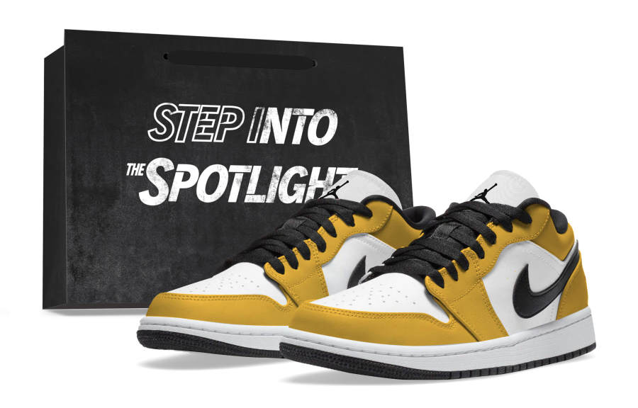 Jordan Jordan Air Jordan 1 Slip Resistant Abrasion Resistant Low top Skateboard Shoes Unisex White Yellow Black