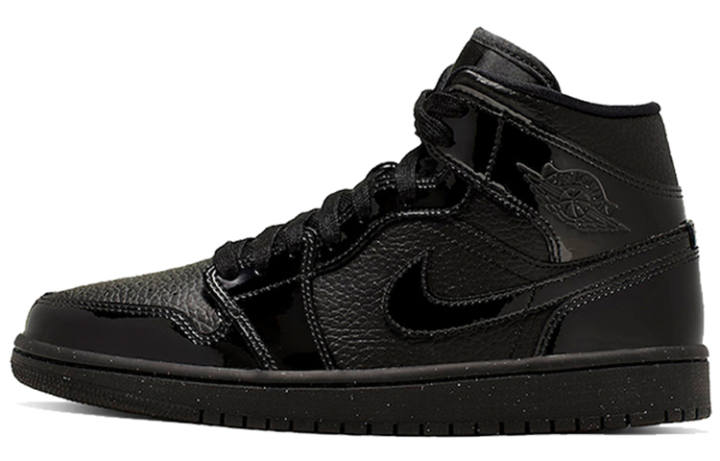 Jordan Jordan 1 Mid Patent Triple Black Women's