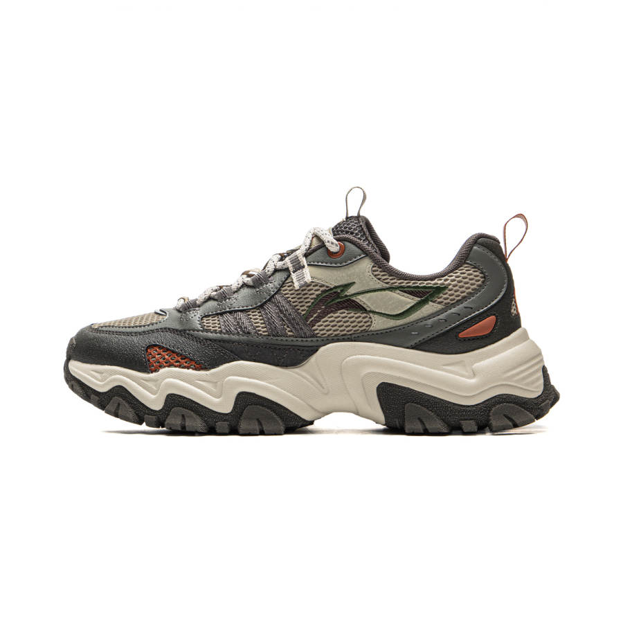 Li-Ning Li Ning Cushioning Slip Resistant Abrasion Resistant Support Low top Chunky Sneakers Men's Gray Black