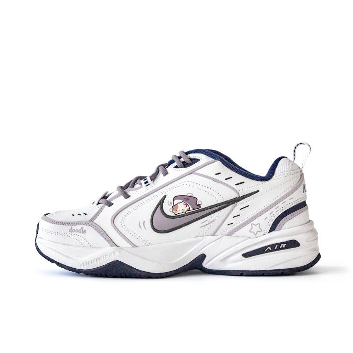 Nike Nike Air Monarch 4 Slip Resistant Abrasion Resistant Low top Chunky Sneakers Unisex White Purple