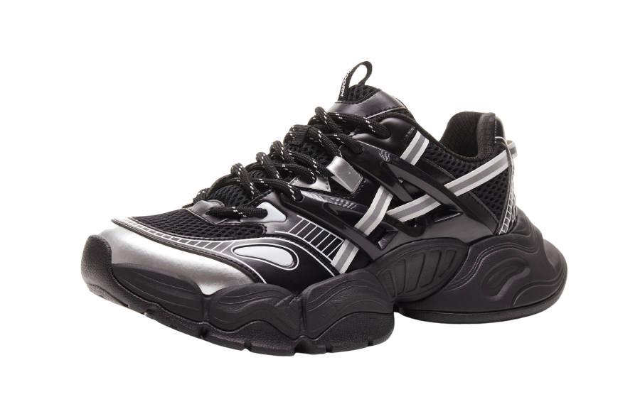 VEIDOORN Slip Resistant, Abrasion Resistant, Coverage Height Increasing Low top Chunky Sneakers Unisex Black