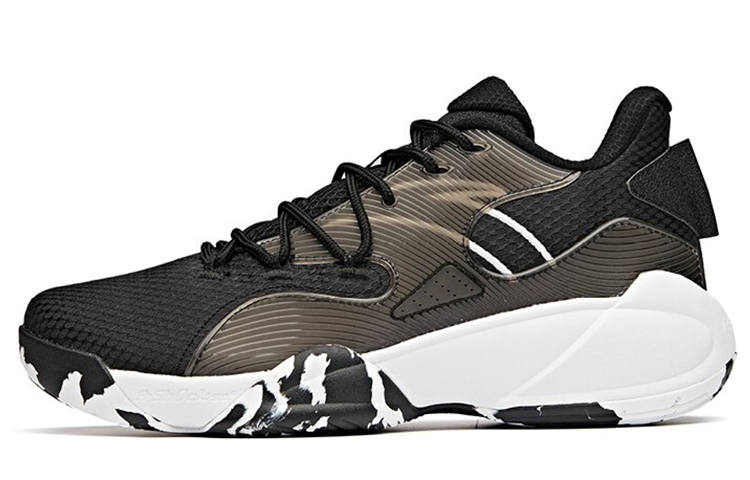 Anta Cushioning Slip Resistant Abrasion Resistant Low top Basketball Shoes Men's Black White