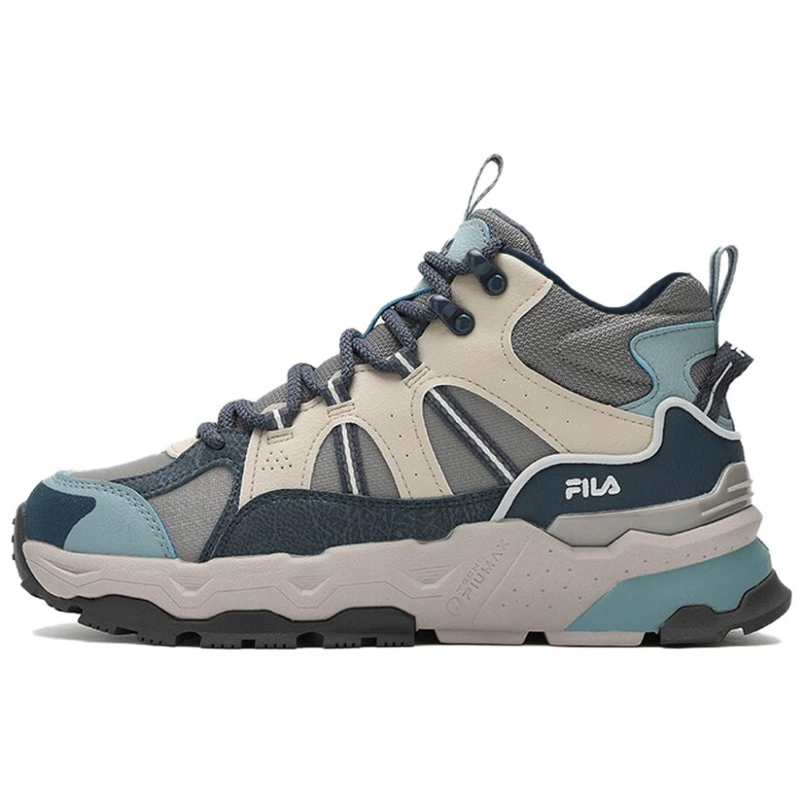 FILA Textile, Synthetic Leather High top Chunky Sneakers Women's Gray Blue
