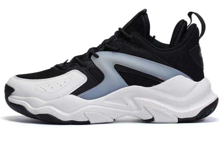 XTEP Comfortable Cushioning Breathable Low top Vintage Basketball Shoes Men's Black White