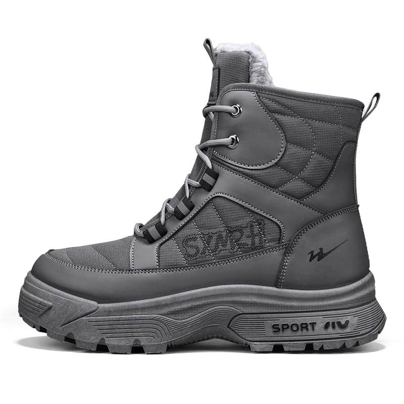 Binary Binary Abrasion Resistant Cushioning Coverage Classic And Versatile, Fleece Lined Short Snow Boots Men's Gray