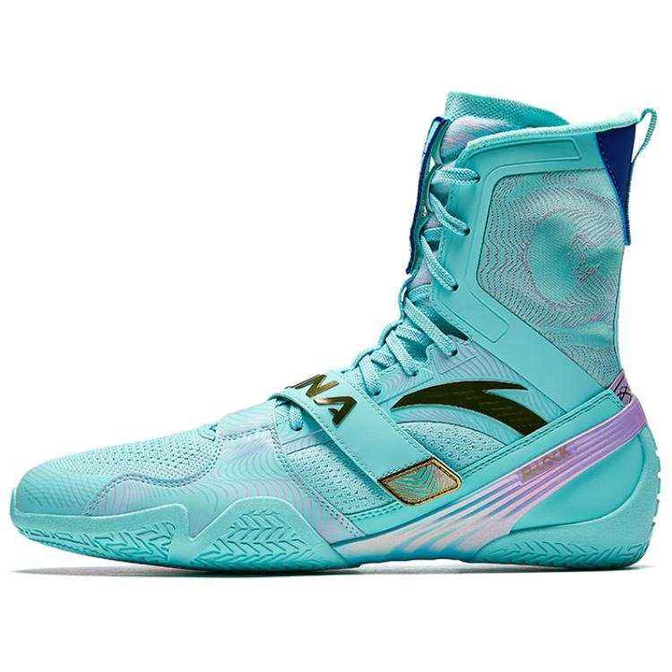 Anta Comfortable Slip Resistant Abrasion Resistant High top Professional Boxing Shoes Men's Green Black