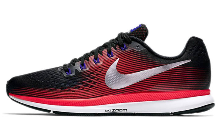 Nike Nike Air Zoom Pegasus 34 Black Metallic Silver Bright Crimson