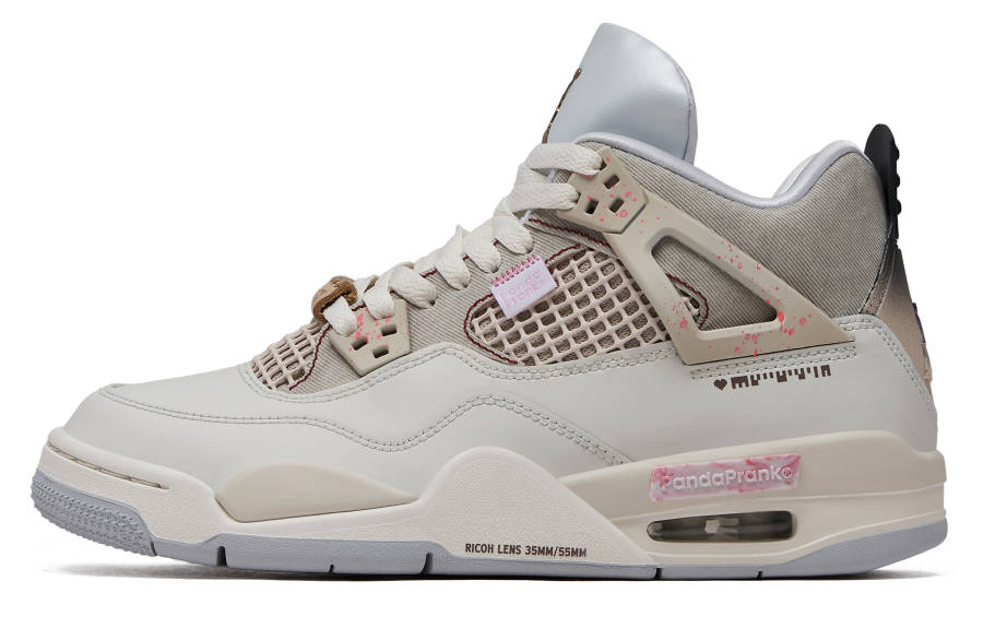 Jordan Jordan Air Jordan 4 Slip Resistant Abrasion Resistant Mid top Basketball Shoes Women's Beige Pink