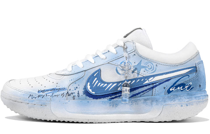 Nike Nike Court Lite 3 By The Pillow, Blended, Distressed, Hand Drawn, Vintage Ink Splatter Textile, Synthetic Leather