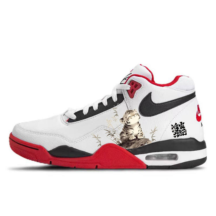 Nike Nike Flight Legacy Slip Resistant Abrasion Resistant Mid top Vintage Basketball Shoes Men's Red White