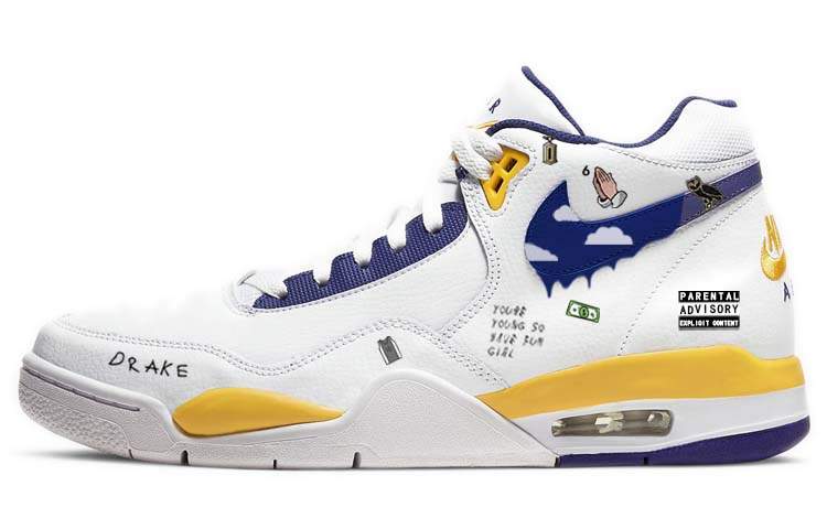 Nike Nike Flight Legacy Fashion Low top Vintage Basketball Shoes Men's White Blue Yellow