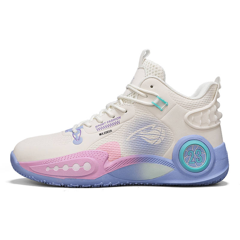 HEIWEILU Muledeer Synthetic Leather Cushioning Slip Resistant High top Basketball Shoes Unisex