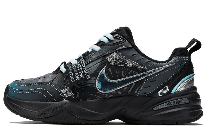 Nike Nike Air Monarch 4 Leather Abrasion Resistant Abrasion Resistant Low top Chunky Sneakers Unisex Black Blue