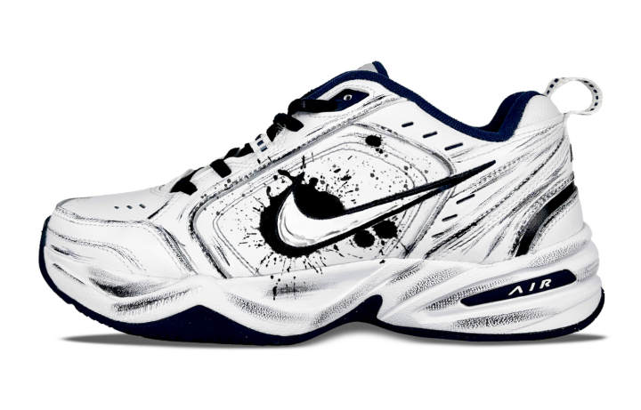 Nike Nike Air Monarch 4 Abrasion Resistant Slip Resistant Low top Chunky Sneakers Unisex Black White