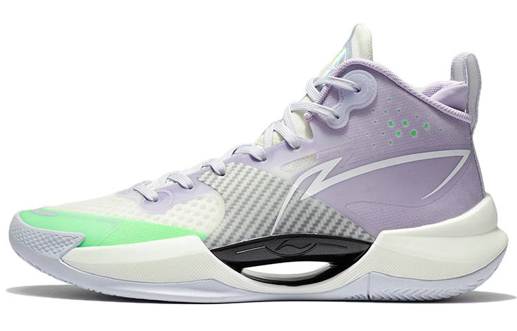 Li-Ning LiNing Cushioning, Slip Resistant, Abrasion Resistant, Breathable, Coverage, Support Mid Top Basketball Shoes Lilac