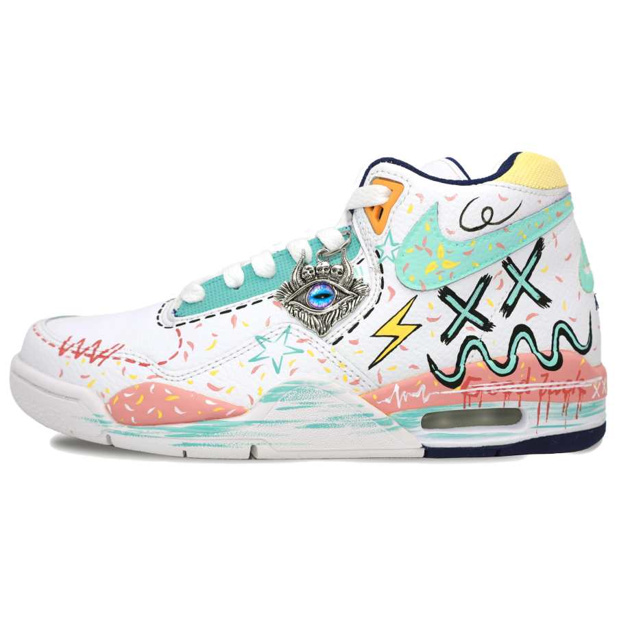 Nike Nike Flight Legacy Mid top Basketball Shoes Unisex White Cyan