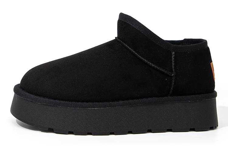 FEIYUE Fabric Abrasion-Resistant Slip-Resistant Comfortable Fleece-Lined Thermal Short Snow Boots Women's Black