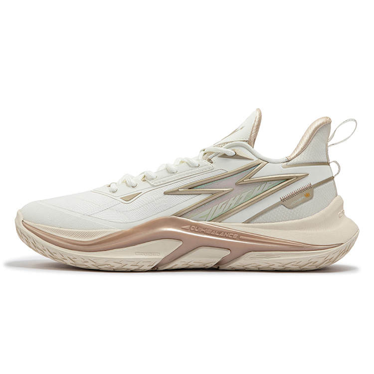 361° Cushioning Slip Resistant Abrasion Resistant Low top Basketball Shoes Men's White Gold