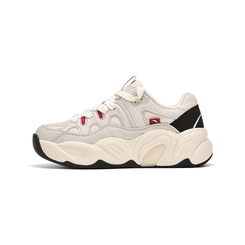 Anta Floral Shoes Wear resistant And Waterproof Low top Chunky Sneakers Women's Shade 1 Gray/Belly White