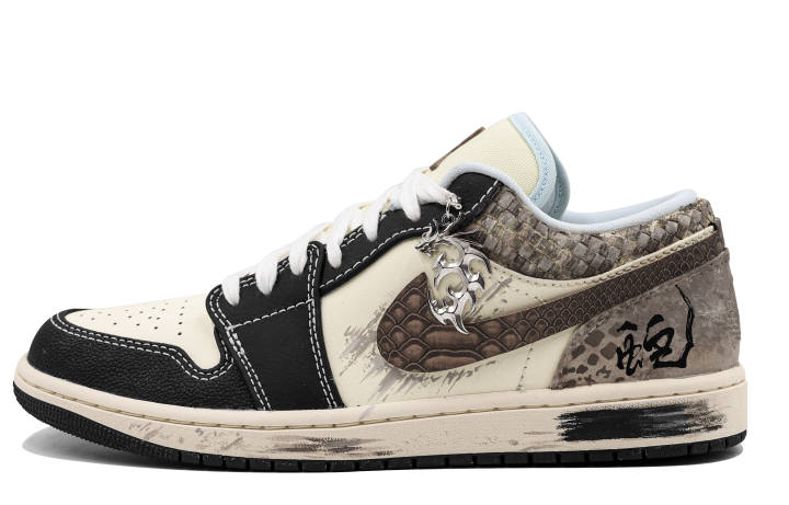 Jordan Jordan Air Jordan 1 LOW Box Action, Broken Wing Angel, Special Shoe Box, Year Of The Snake, Mysterious Wisdom Leather