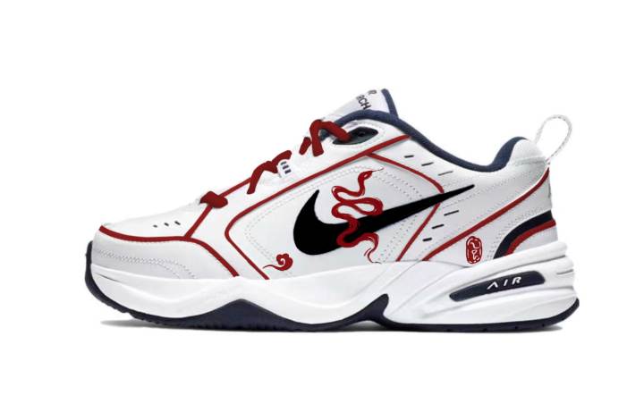 Nike Nike Air Monarch 4 Slip Resistant Abrasion Resistant Low top Chunky Sneakers Unisex Red White